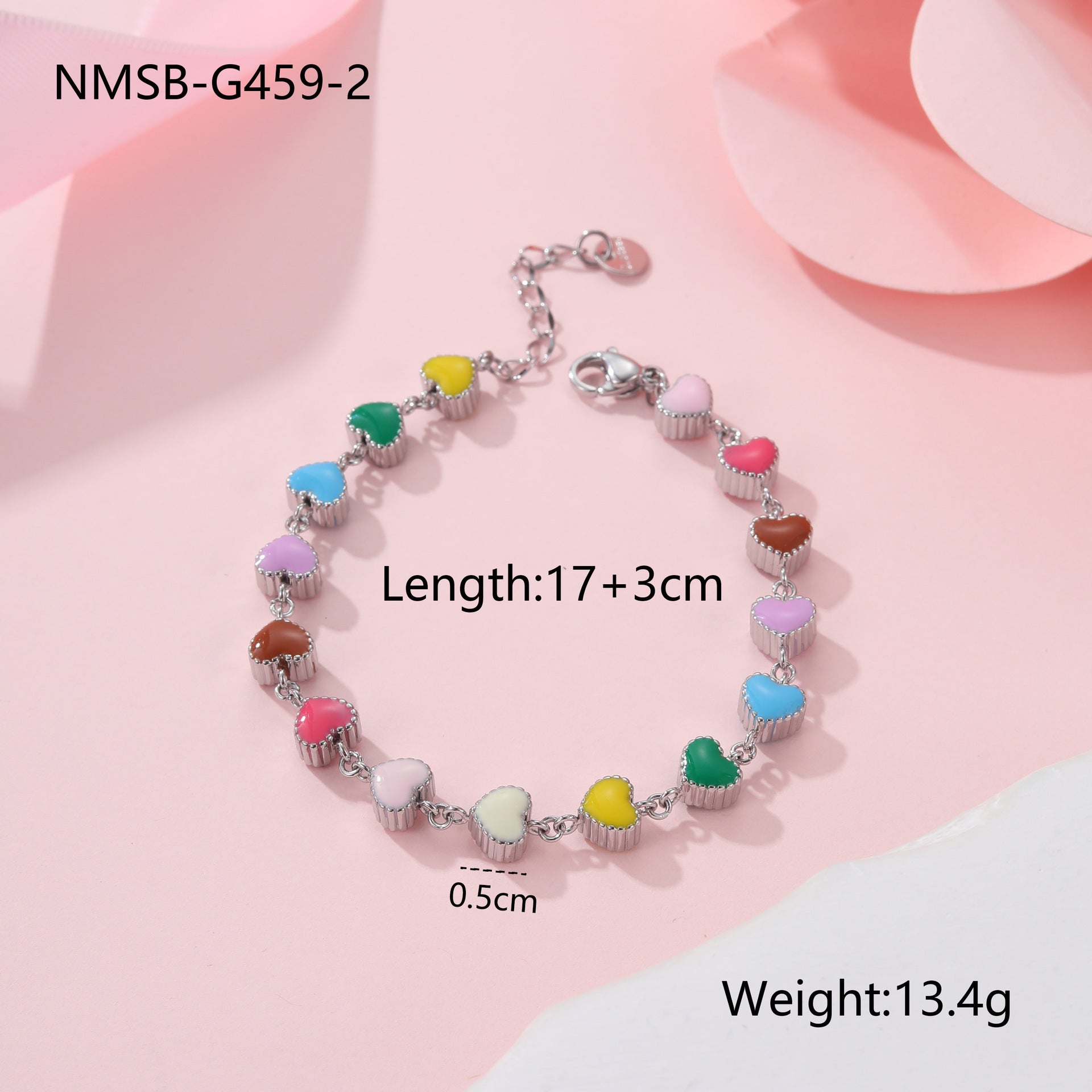 Collier d'huile coloré Love Bracelet en acier titane en forme de cœur