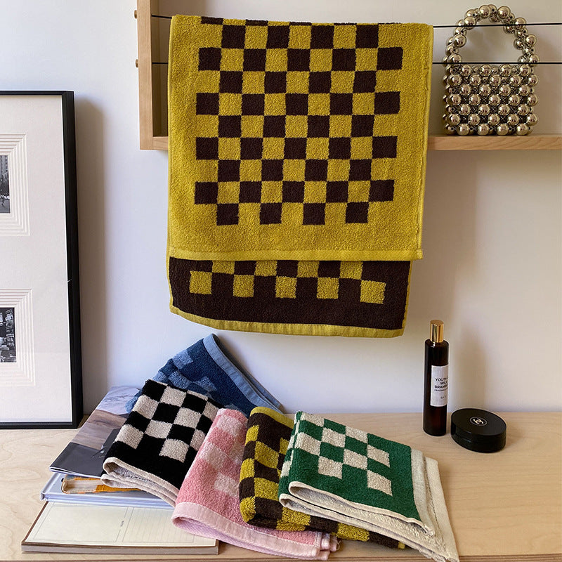 Parent-enfant Grille de tableau d'échecs Serviettes de coton teintes en fil