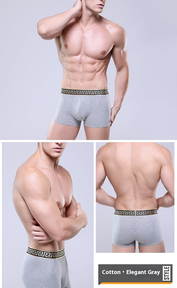 Slips de boxer en coton pour homme Casual Solid Color Four Corners