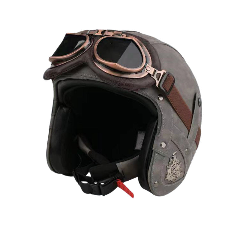 Moto électrique Retro Four Seasons Casque de moto en cuir