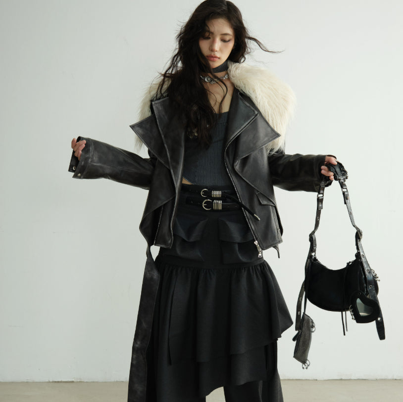 Veste en cuir PU à deux couches
