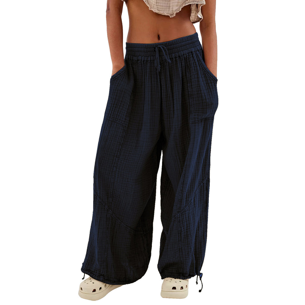 Pantalon de jambes large couleur pour femme