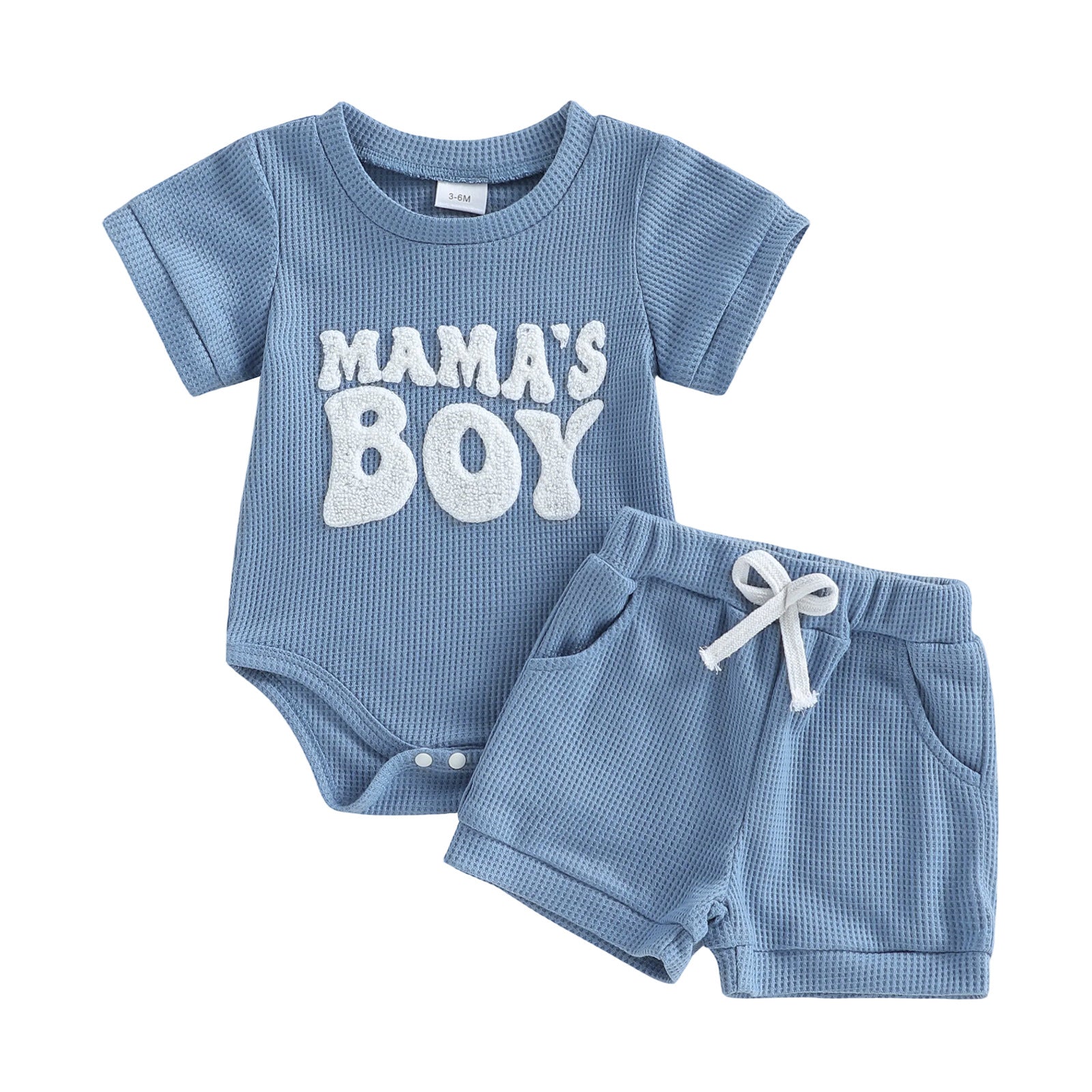 Bébé garçon à manches courtes lettre brodée Romper et shorts ensemble à deux pièces