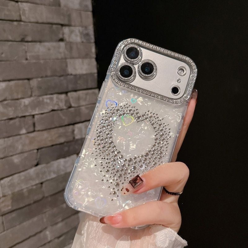Cas de téléphone cardiaque à pointe de strass