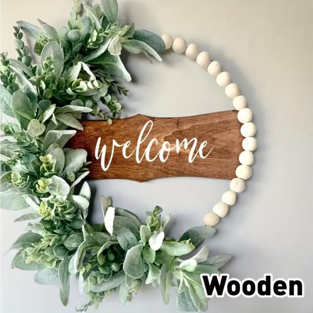 1 perle en bois fabriquée à la main – couronne de printemps Boho-Farmhouse avec fleurs artificielles Et