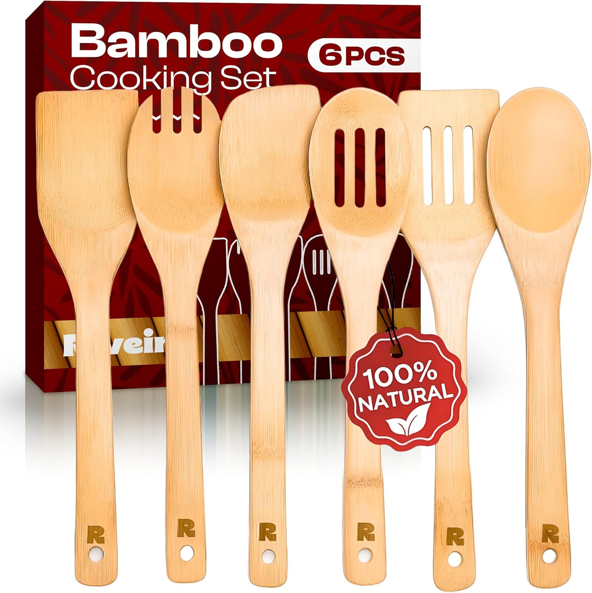 Ensemble de cuillères à cuire en bambou à 6 pièces