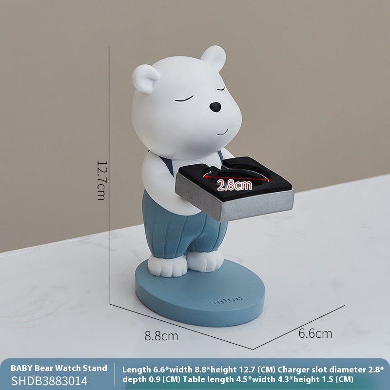 Wowu Original Design Bear Watch Charger Bracket Cartoon Ornements de literie anti-perte