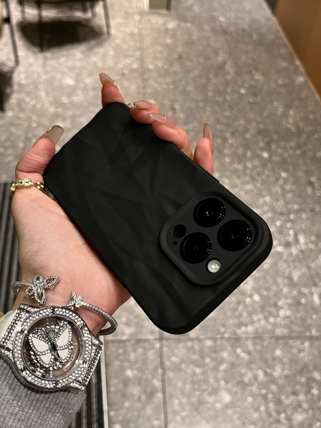 Cas avancé de téléphone à rides de peau