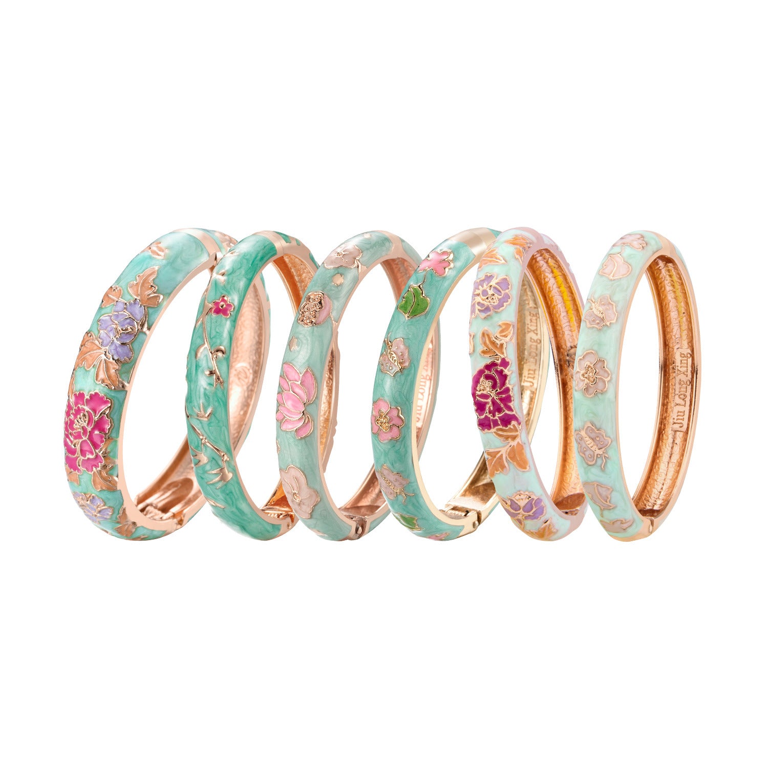 Dai Li Style Ethnique Green Series Bracelet Fleur Style Chinois Bracelet Peony Enamel Drop