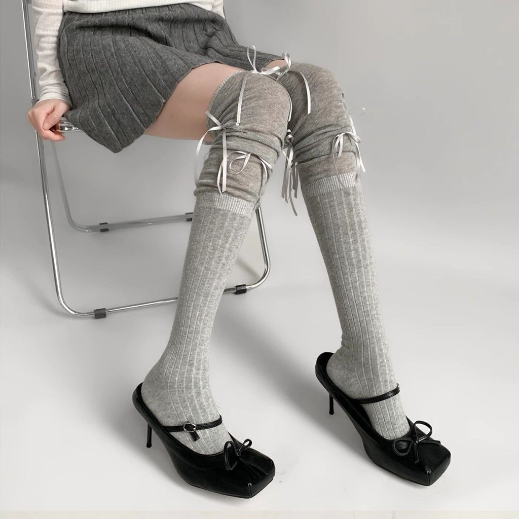 Femmes SpringAutomn Bas minces avec patchwork et Bowknot