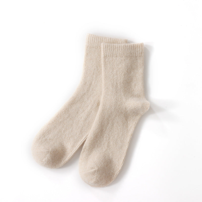 Mid-High Tube Pure Couleur Chaussettes en cachemire Chaussettes de maternité unisexe Hiver Chaussettes épaisses froides Guerre
