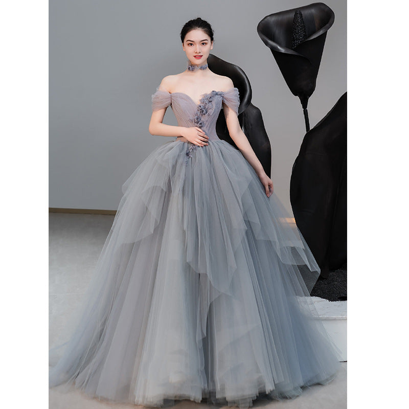 Femme Texture Hôte Cadeau Tulle Tutu Banquet français Robe Princesse