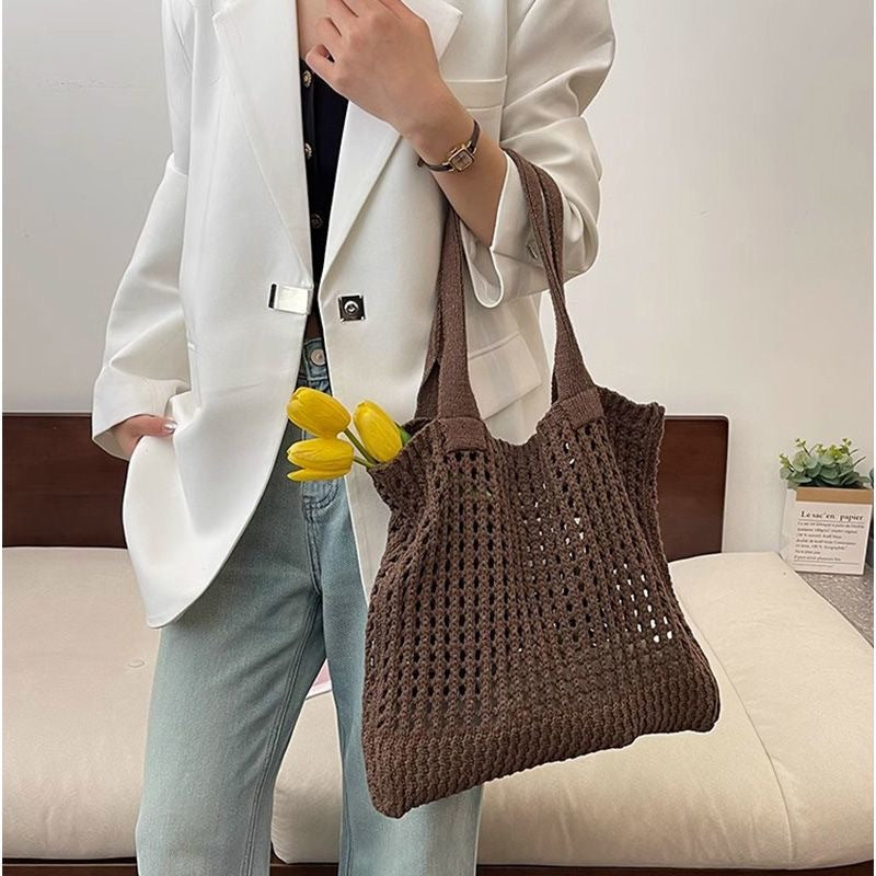 Vintage Woven grand-capacité Hollow-knit sac pour les femmes