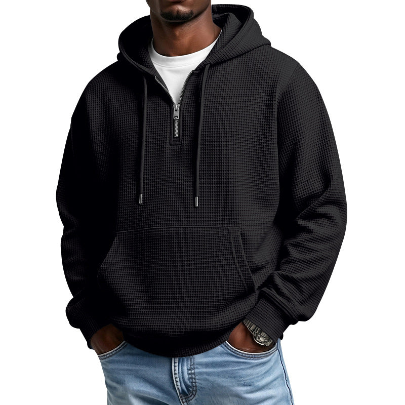 Hommes Waffle-weave demi-zip Hoodie