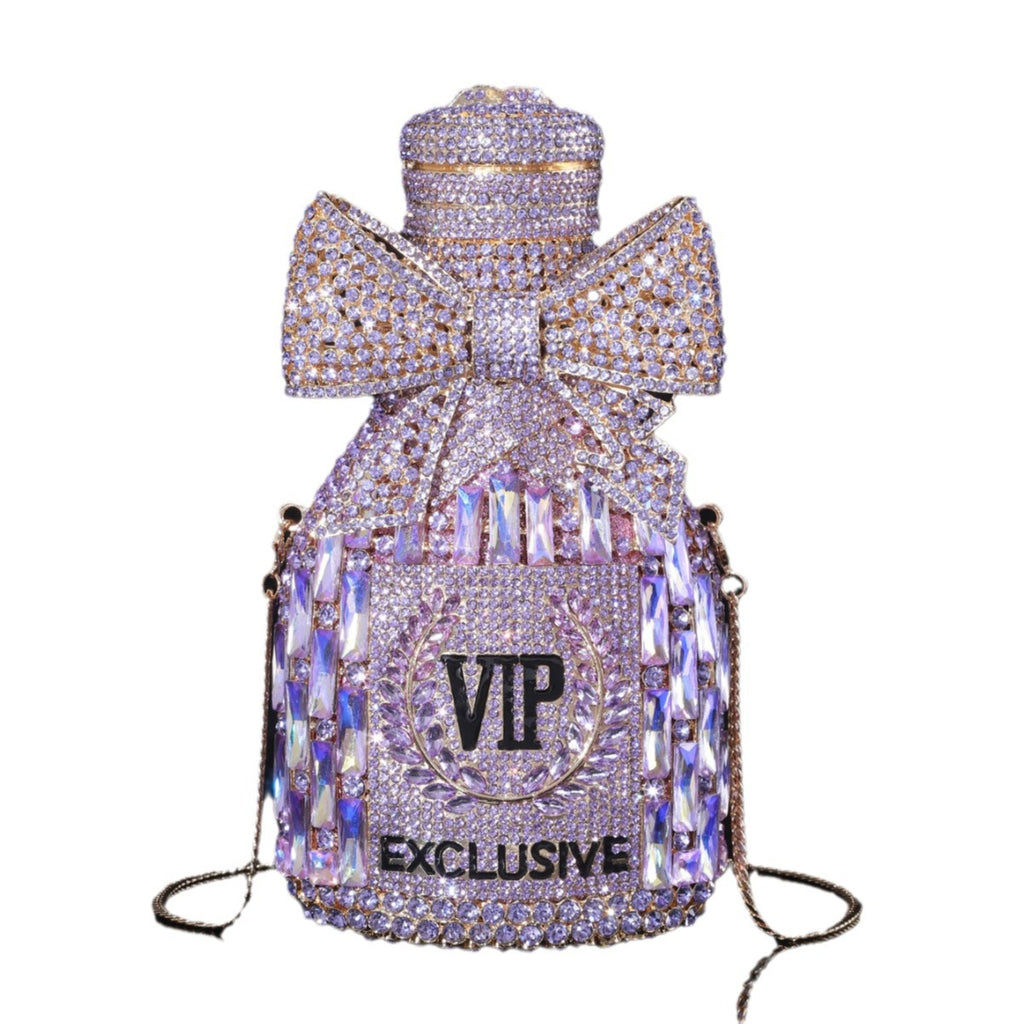 Sac de soirée en strass de bouteille de champagne brillant brillant haut de gamme
