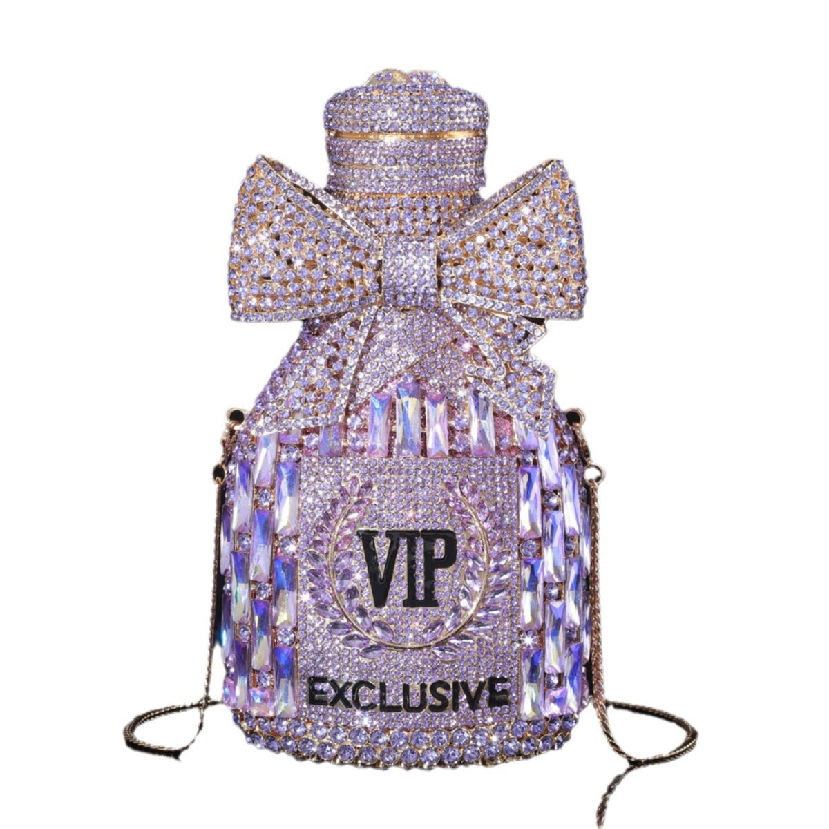 Sac de soirée en strass de bouteille de champagne brillant brillant haut de gamme