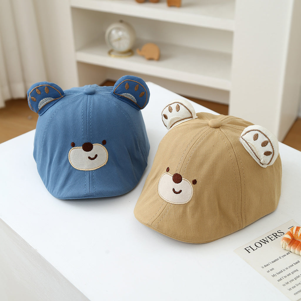 Garçon et fille caricature ours en peluche brodé trois dimensions Paw-print Bear oreilles en avant