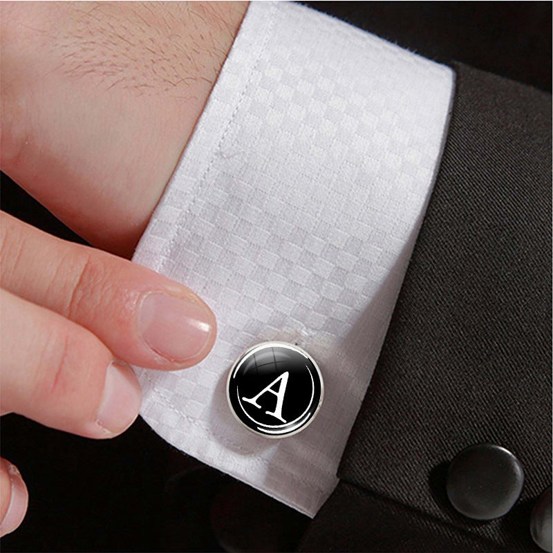 26 Lettre anglaise Cufflinks Metal Time Gem