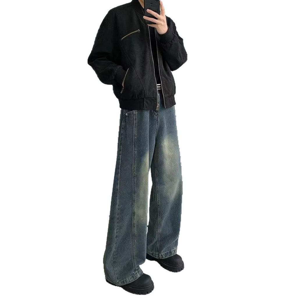Jeans retro à lame incurvée pour hommes style printemps été