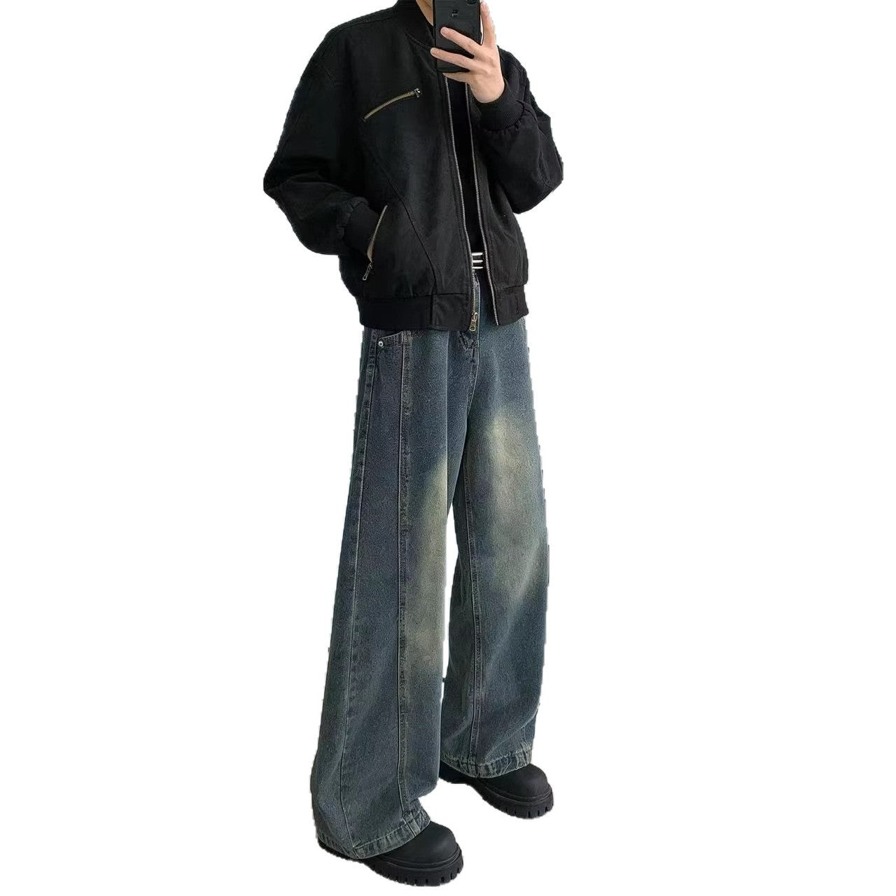 Jeans retro à lame incurvée pour hommes style printemps été
