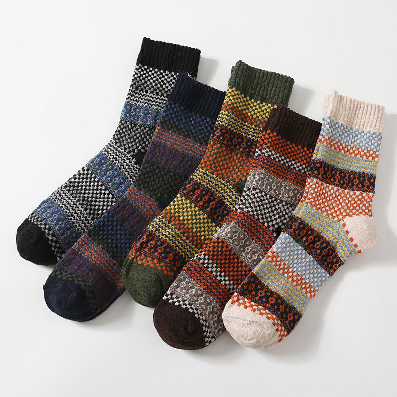 Chaussettes en laine carrée rétro