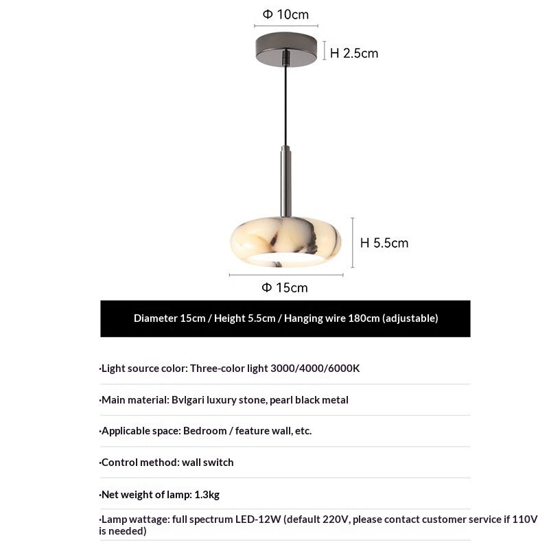 Lampe pendentif côté lit translucide Marbre fini avec un design minimaliste haut de gamme