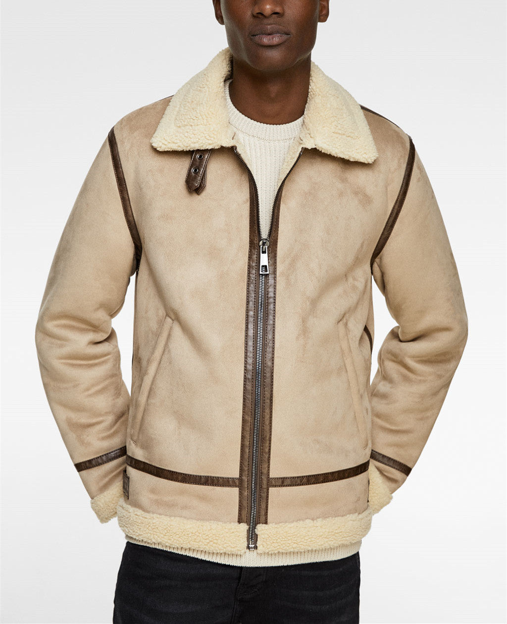 Veste en tissu Lapel Suede pour homme