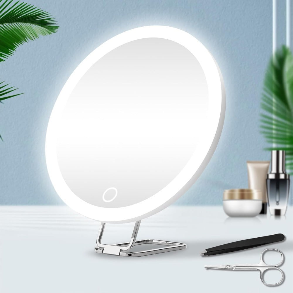 Charger la lumière de remplissage par led avec le miroir rotatif de maquillage de support de lumière