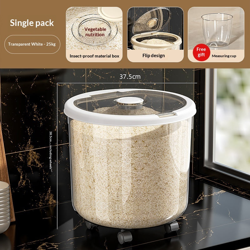 Seau de riz scellé à l'humidité du ménage de grande capacité transparent