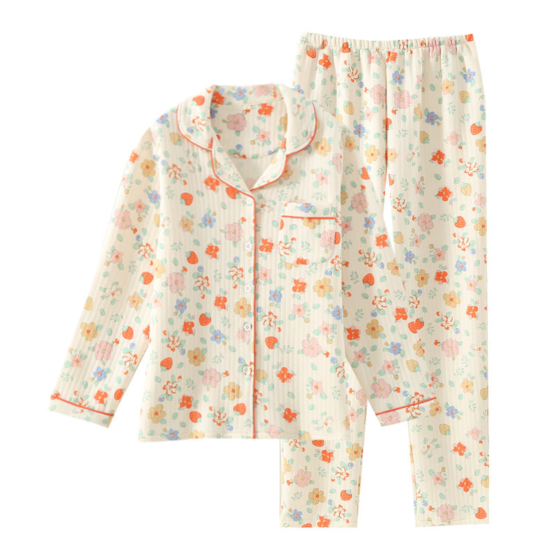 Pyjamas Lapels à la maison, lavés de trois couches