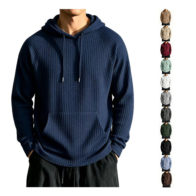 Veste à capuche à mailles en gaufre décontractée pour hommes