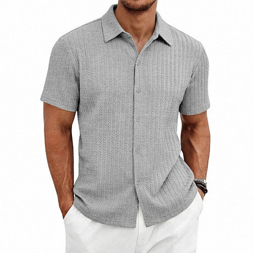 Polo d'été Jacquard de style européen et américain avec col tournant