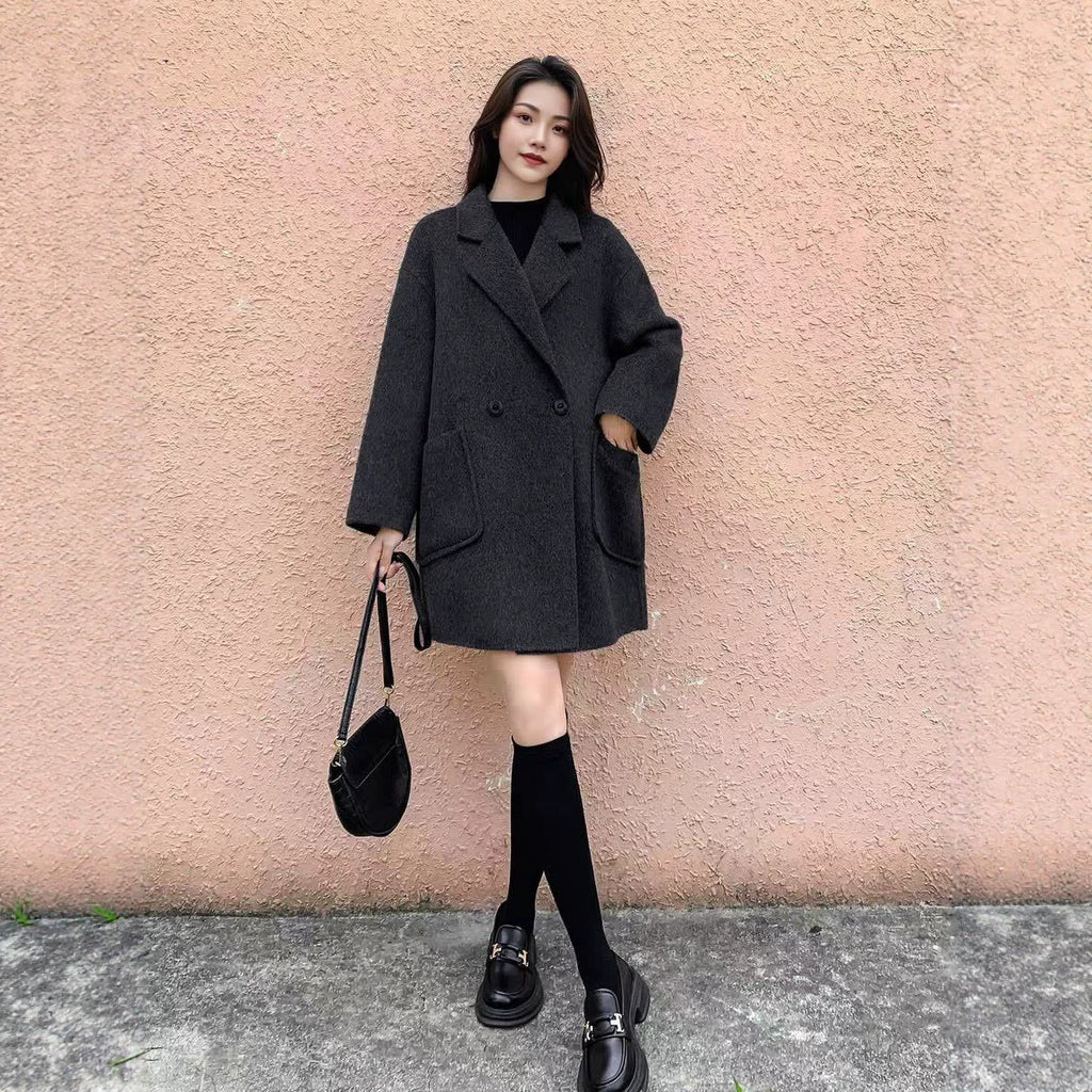 Manteau de laine d'automne Style mi-long