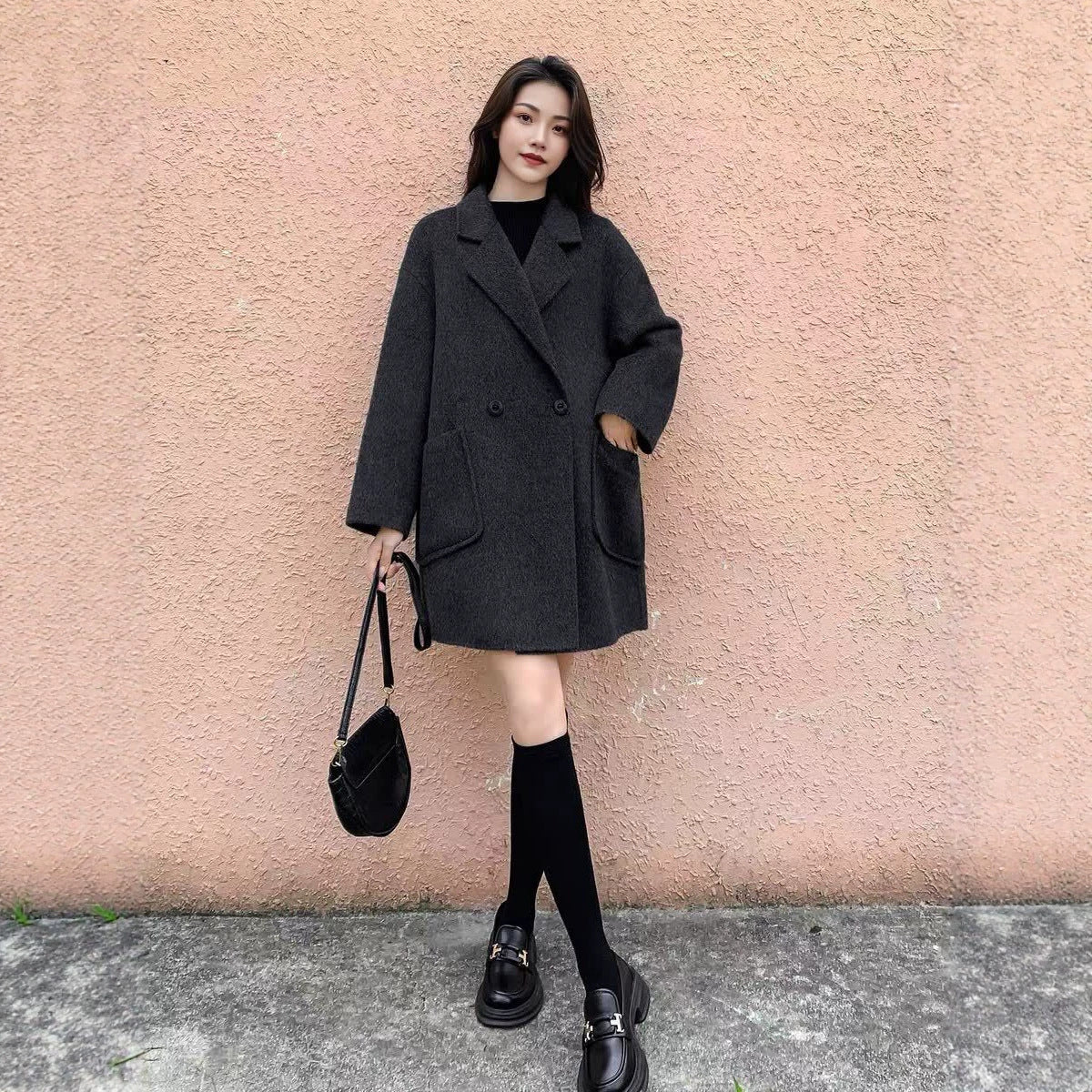 Manteau de laine d'automne Style mi-long