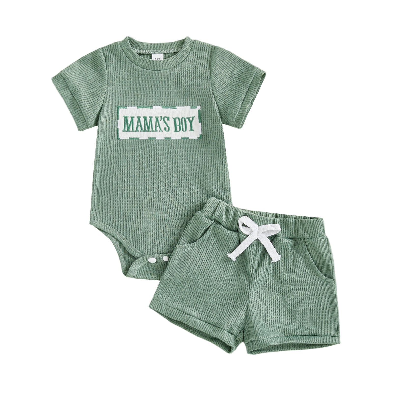 Romper imprimé à la gaufre et shorts pour bébés garçons