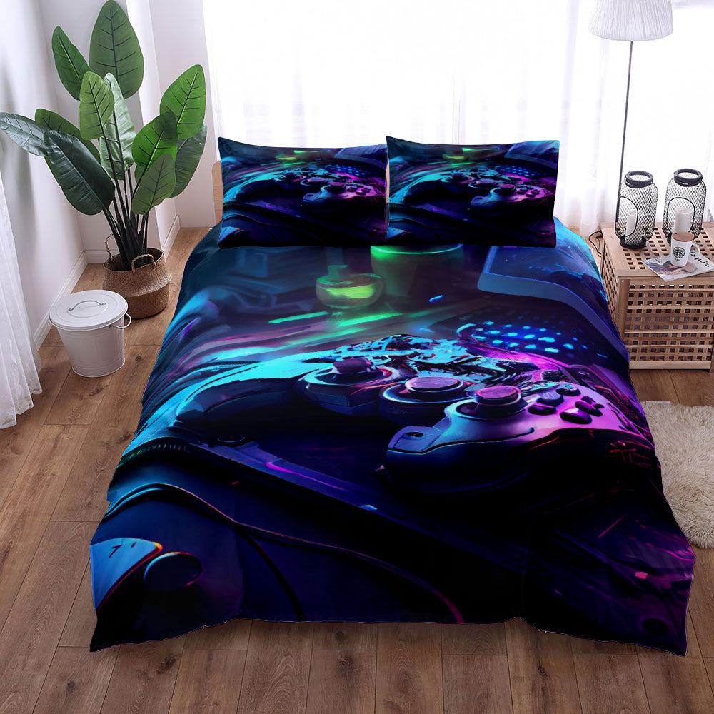 Jeu lit imprimé Trois-pièces ensemble lit feuille housse Oreiller Case