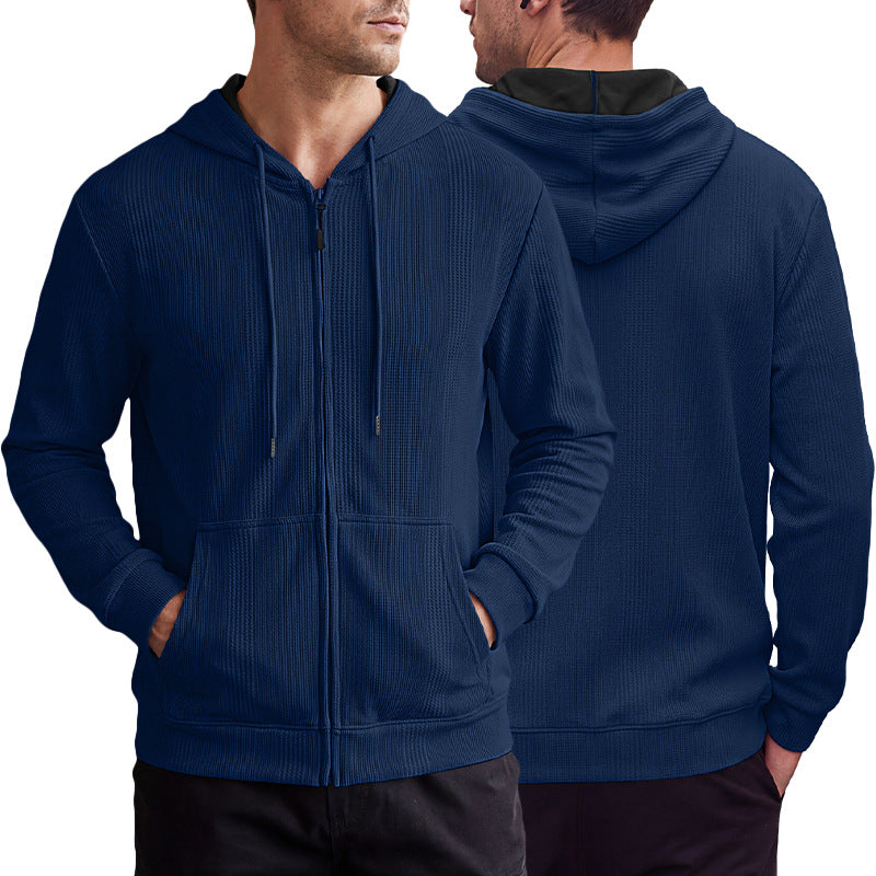 Veste de cardigan à capuche à capuche Jacquard style homme