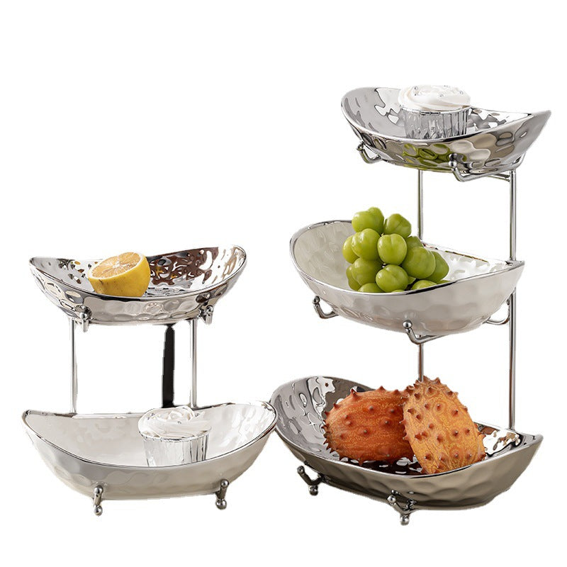 Rangement de la plaque de snack multicouche de style de luxe abordable