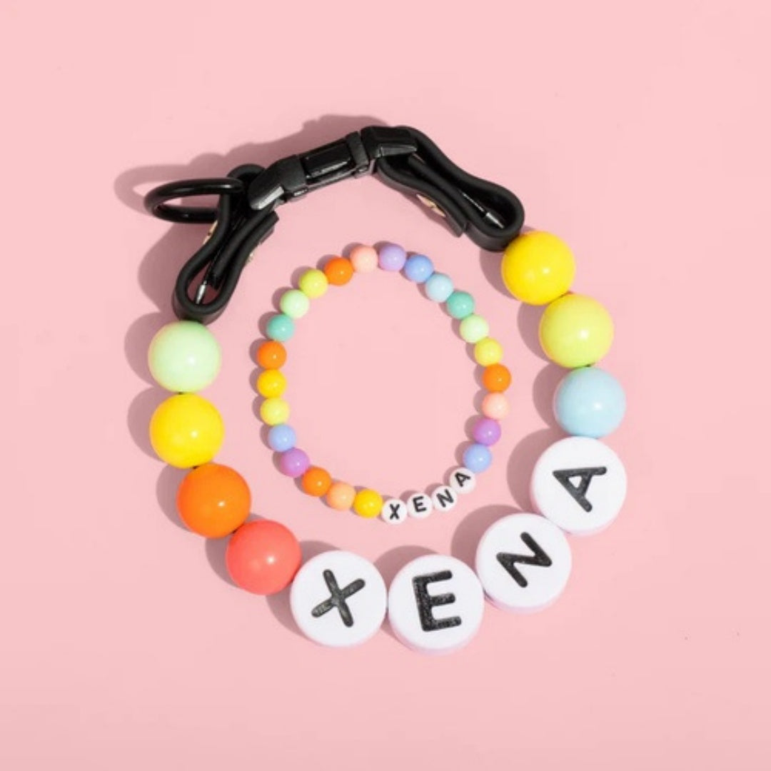 Pet Perled nom collier avec bracelet ensemble collier de chien personnalisé avec perles bricolage nom chien lettre