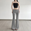 Style américain Retro Color-block Striped Tie-detail Boot-cut Lounge Pantalons