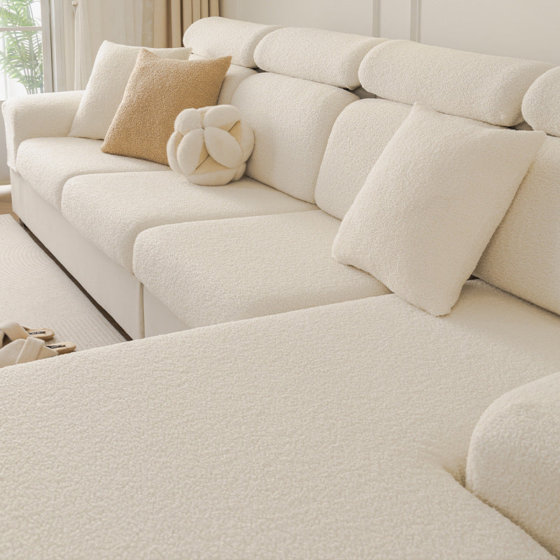 Couvre-sofa stretch de couleur solide crémeuse