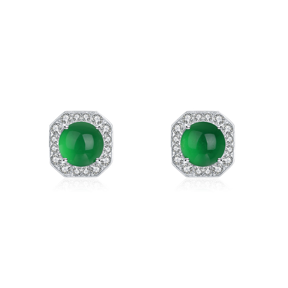 S925 Boucles d'oreilles Sterling Argent Octagon Halo Sterling
