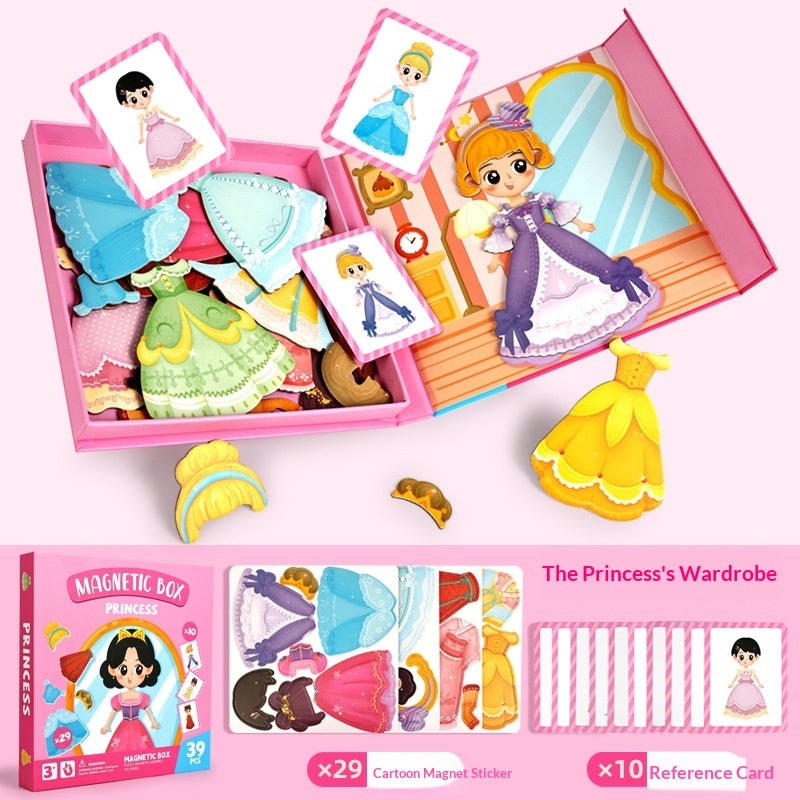 Princess and Prince Dress-Up Sticker Book Polyvalent Magnetic Dress-Up Game
