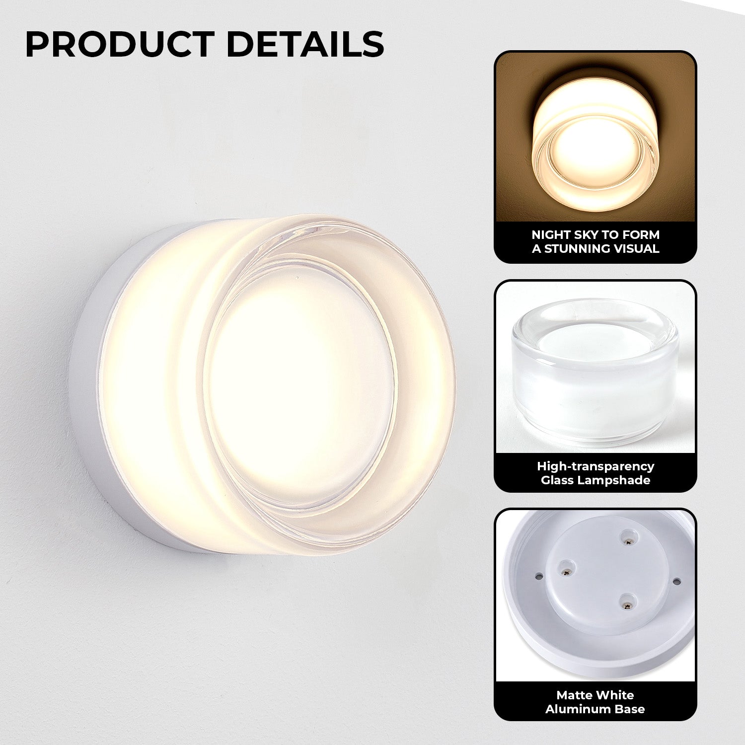 LED Wall Sconce Creative Round Glass Lighting Indoor Wall Mounted Lampe Plafond Lig