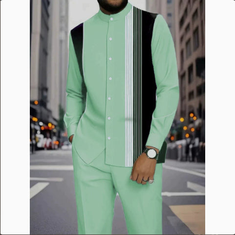 Chemise rayée imprimée homme avec ensemble de boutons noirs