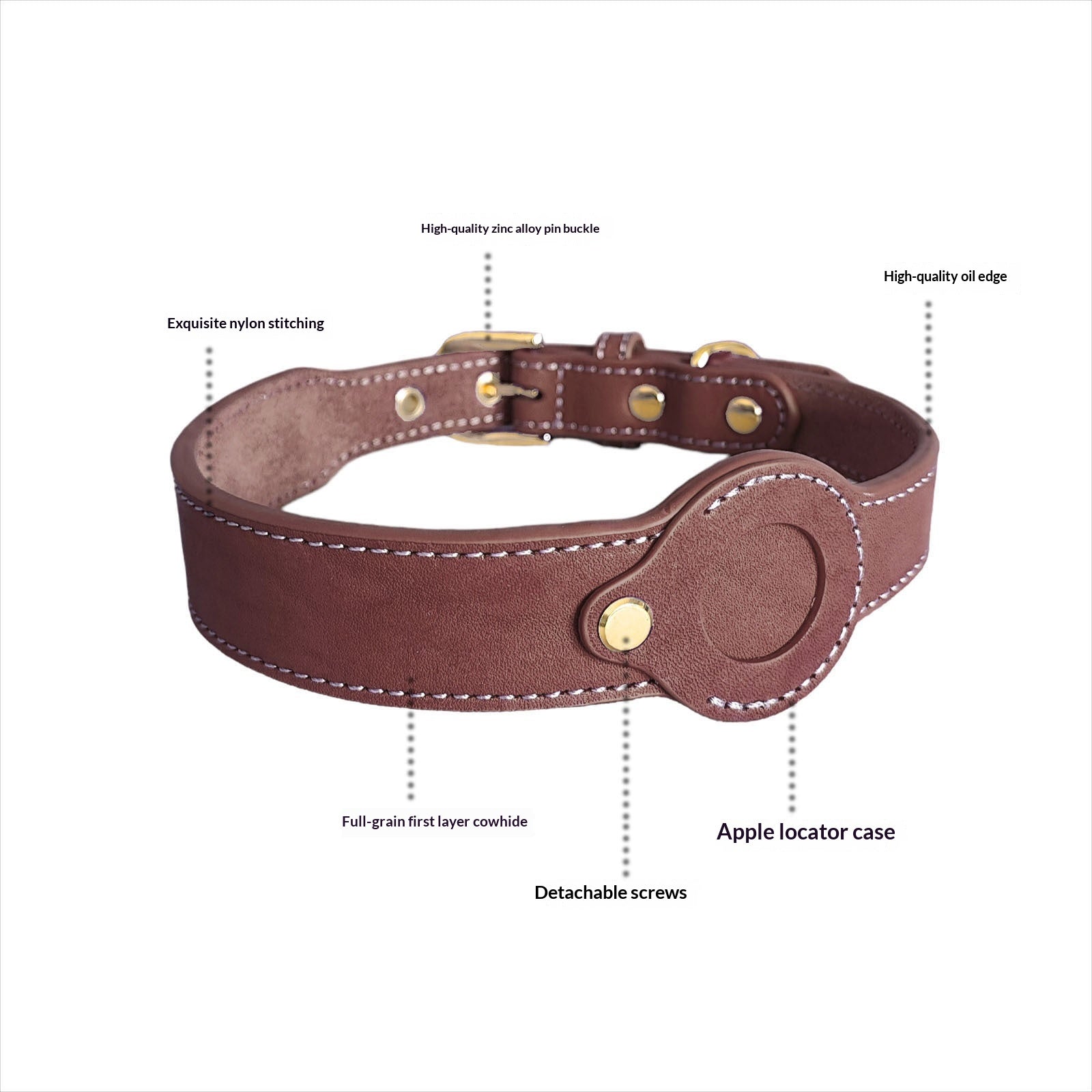 Collier en cuir de vache amovible à grains entiers