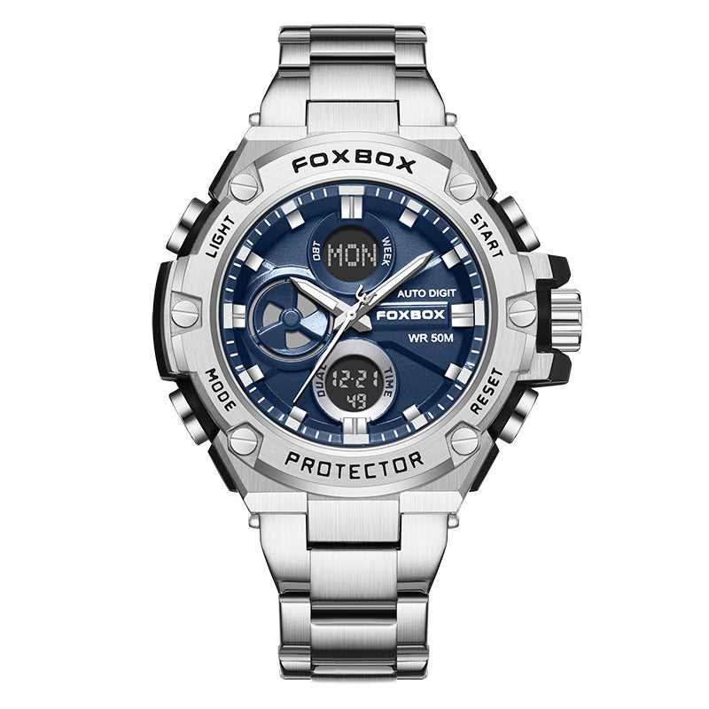 Dual Display Luminous Electronic Watch Sports Quartz Steel Watch
