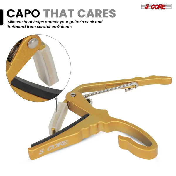 5 Core Capo Acoustic Electric Guitar String Clip Banjo Mandolin or Ukulele + 6Pcs Guitar Pi