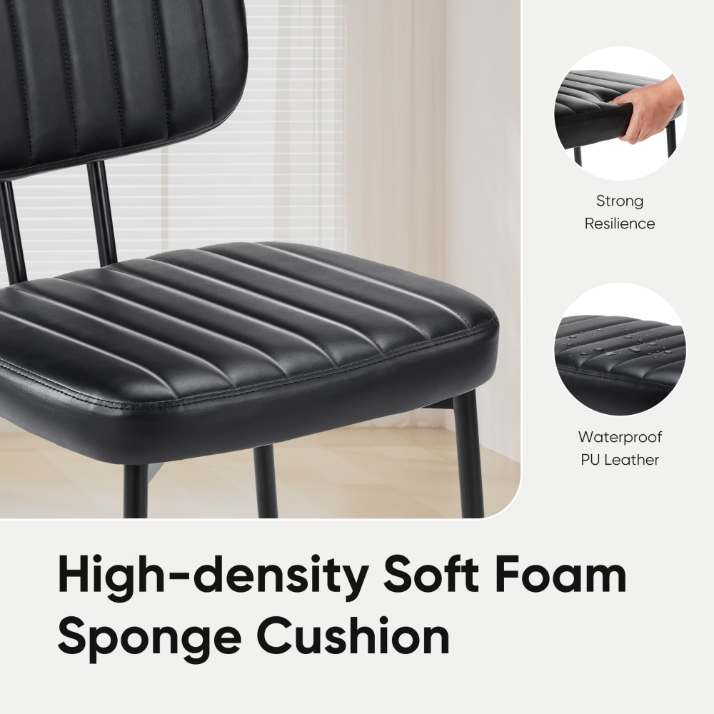 2 Chaises à manger de style mi-siècle avec revêtement en cuir faux