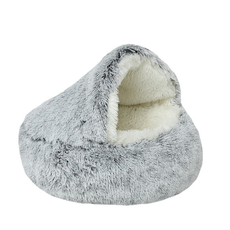 Lits de chat en peluche aux cheveux longs semi-fermés à l'épreuve du vent